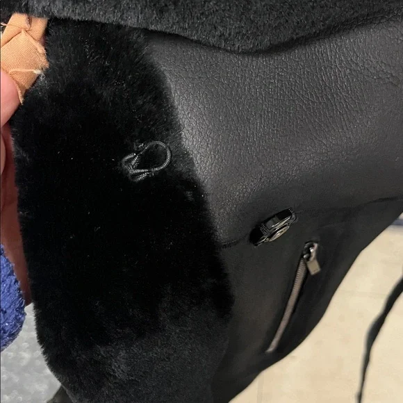 L.K. Bennet CT Amberly Black 100% Sheepskin/Shearling Coat Jacket- size Small